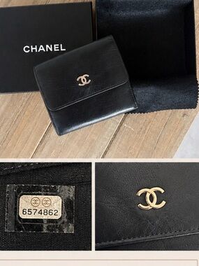 Authentic CHANEL Tri-fold Wallet in Black
